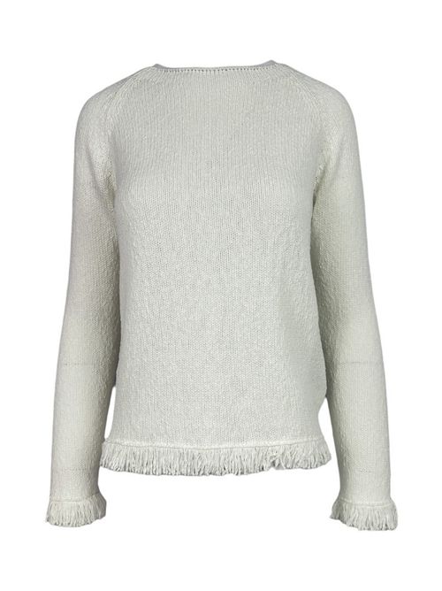 maglia donna latte con frange A rovescio | 2650/16013